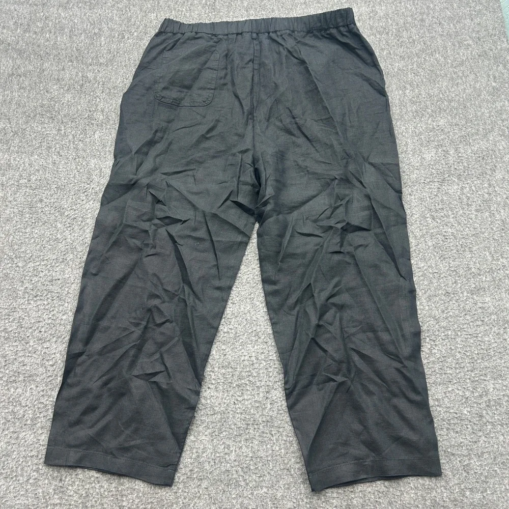 Quince European Linen Pants Womens XL Black Elastic Waist Pocket